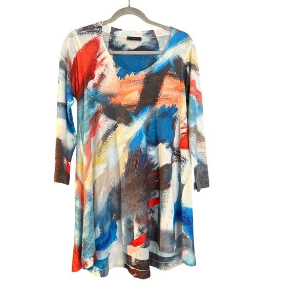 Nally & Millie Multi-color Tunic Top Abstract Artsy Size M Flowy Brushstrokes - Picture 7 of 7